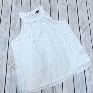 Unique Spectrum White Floral Flowy Tank Top Size XLg